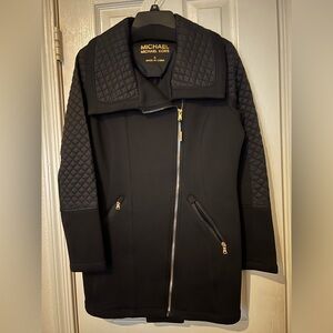 New Michael Kors Diamond Black Quilted Jacket with Gold Accents size S